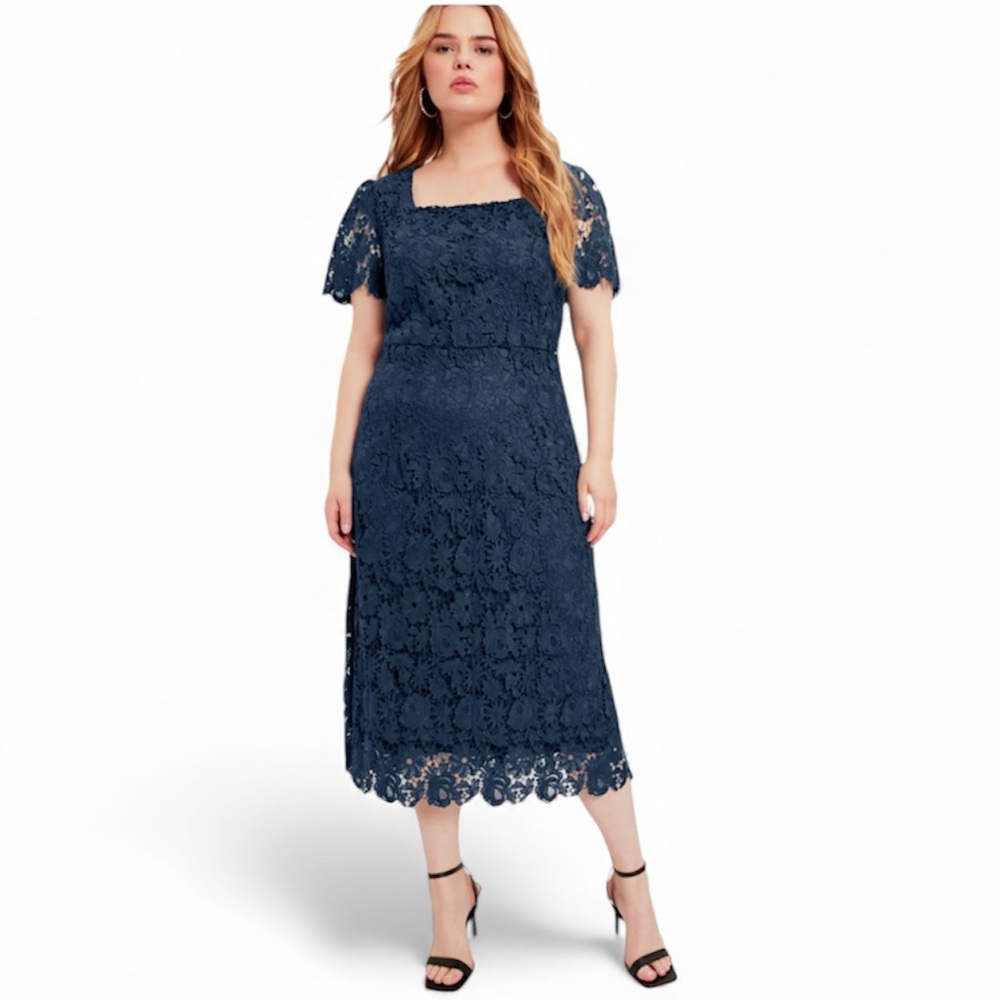 June + Vie Plus Size Square-Neck Lace Dress Size 18/20 NWT